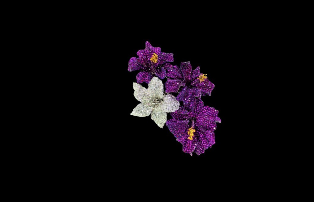 Michele Della Valle, Broche or blanc, rubis, diamants blancs