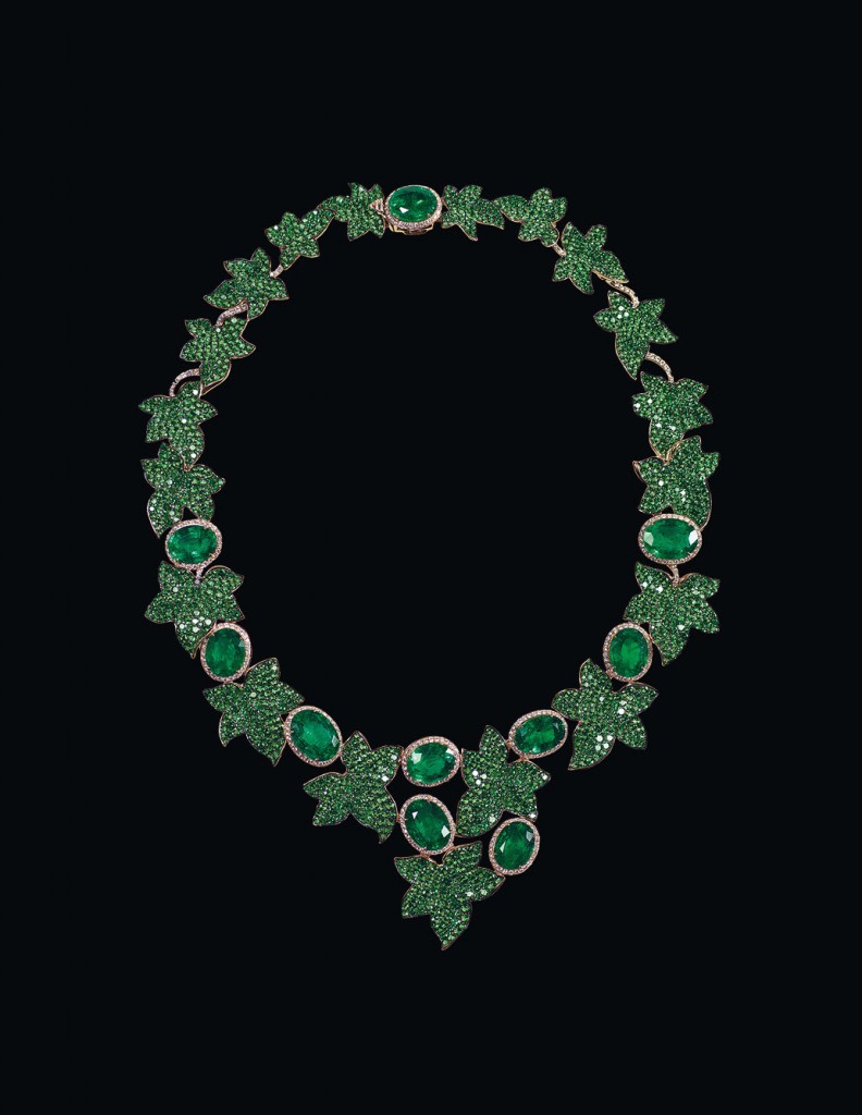Michele della Valle necklace- Rose Gold, Emeralds, Tsavorites