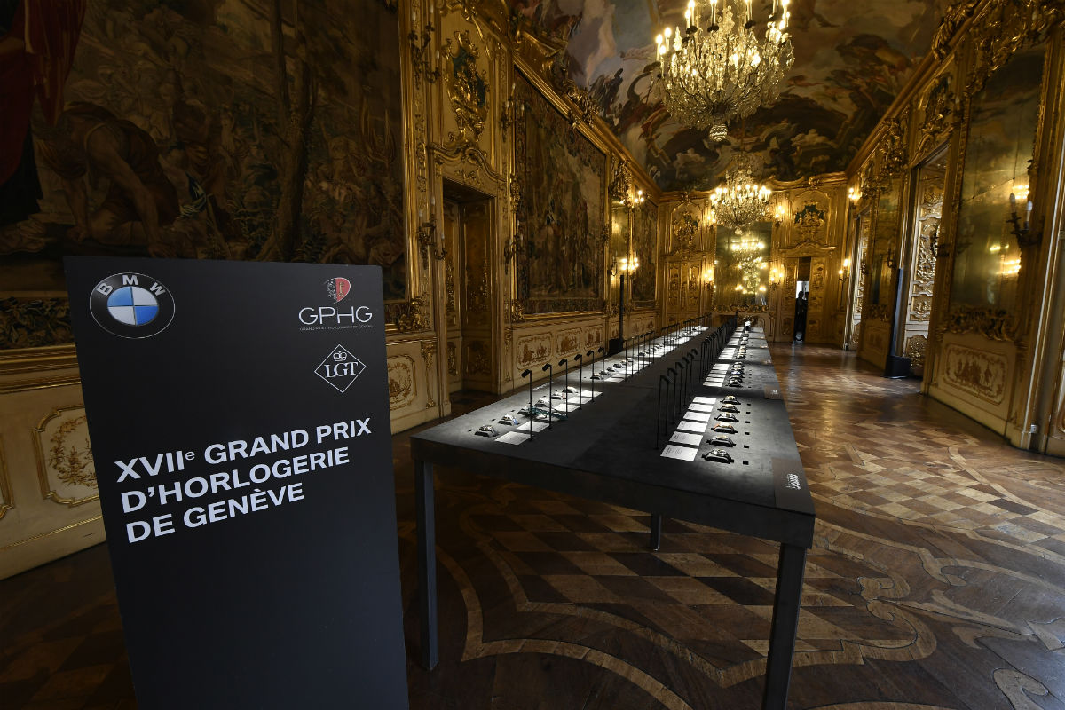 Una panoramica della Galleria del Tiepolo di Palazzo Clerici a Milano, la sala scelta per fare da cornice all'esposizione itinerante del GPHG 2017.